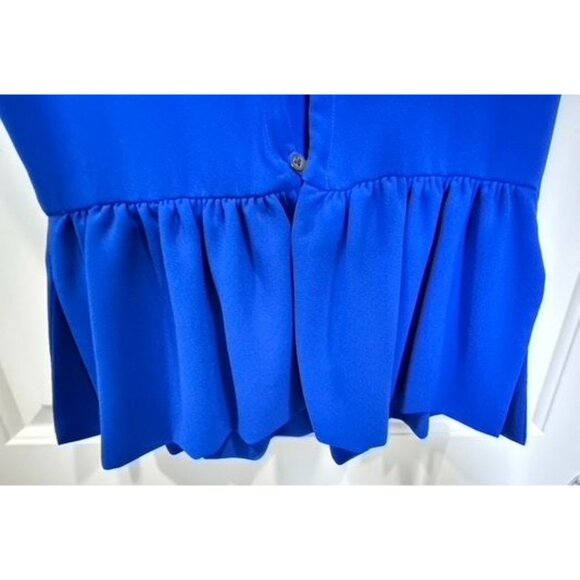 Zara Woman Sleeveless Peplum Top M | Royal Blue Polished Blouse,‎ Businesscore - Picture 2 of 5